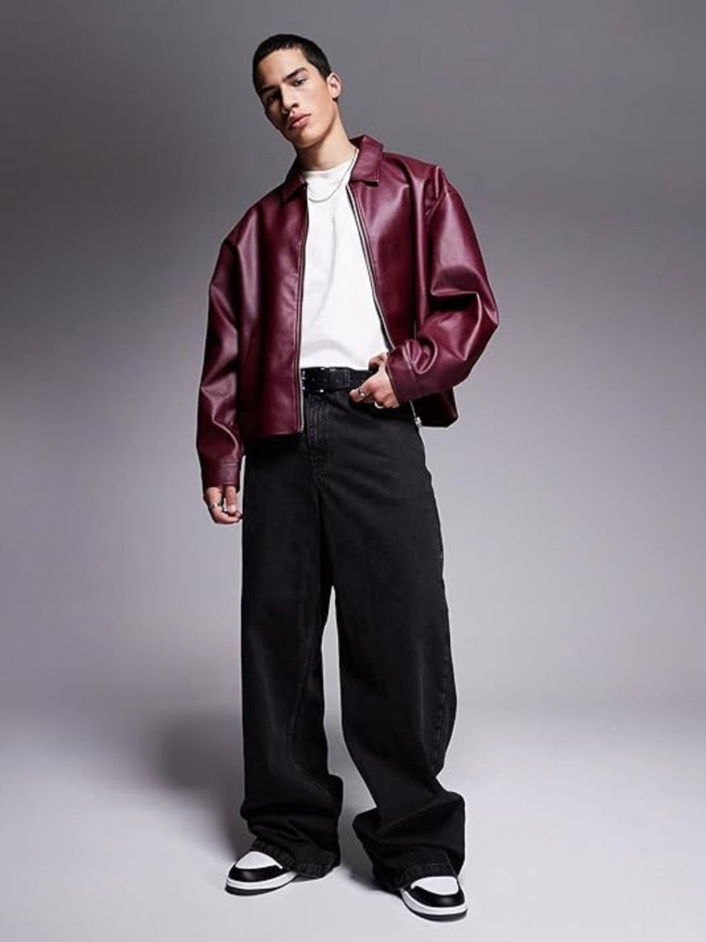 Burgundy Unisex Leather Jacket